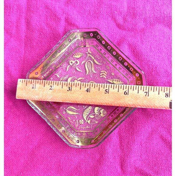 Georges Briard 3 Piece Clear Glass & Gold Plated Decorative Tray Set - Picture 12 of 16